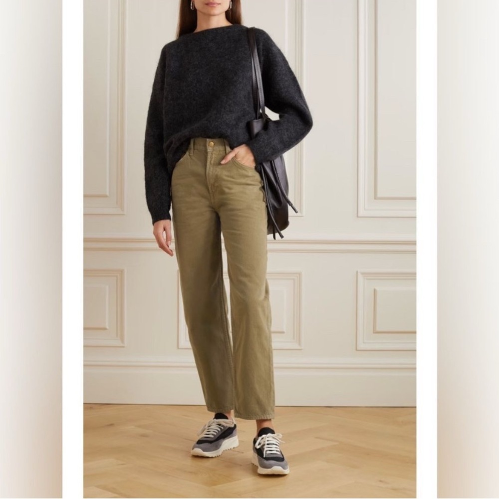 Mother Snacks High Waisted Double Stack Ankle Straight Leg Jeans Army Green 25 - Picture 2 of 14